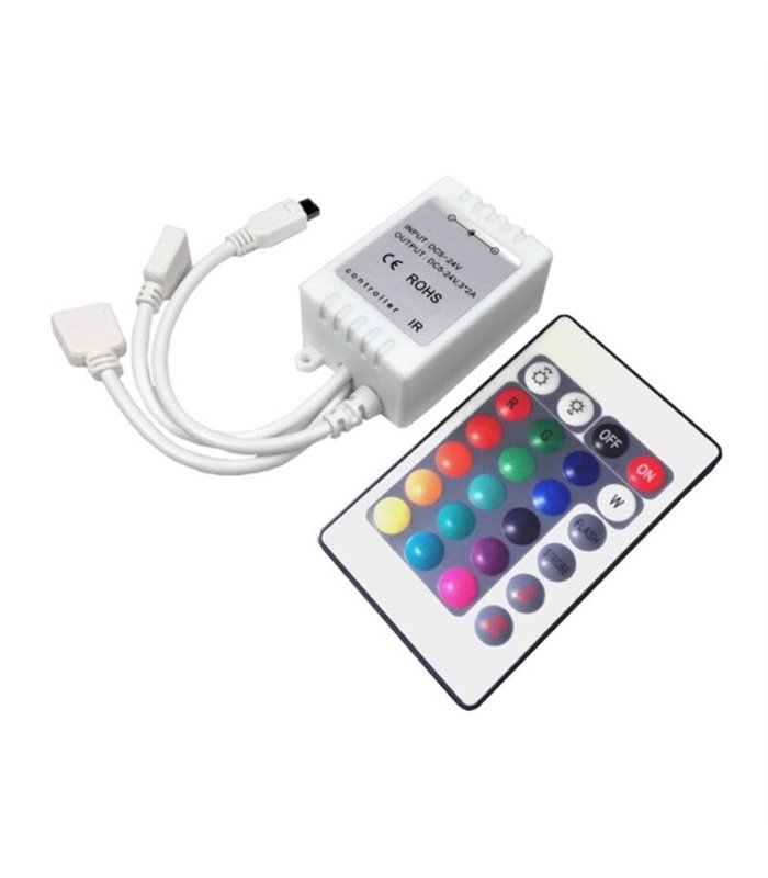 Controlador Tira LED RGB 12/24V, dimable paratélécommande IR 24 teclas