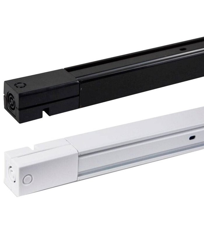 Carril trifásico reforzado aluminio 2m - con alimentador y tapón final