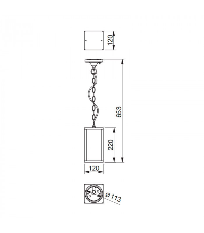 Lámpara colgante exterior VENTANA para E27 IP54