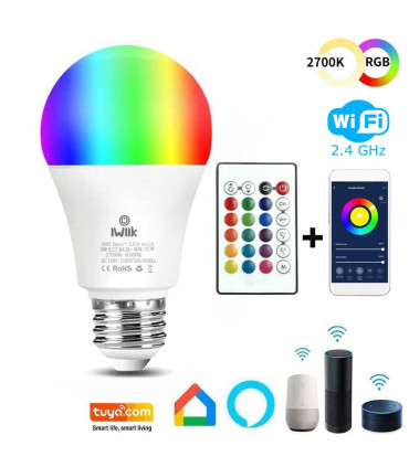 E 27 16 Millones de Colores 400 Lumen Bearware 3 x Wi-fi LED Bombilla Inteligente Luz Blanca programable vía App Regulable Compatible Alexa y Google Home 7W 