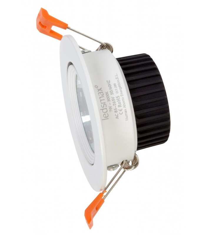 Downlight LED redondo empotrable orientable 7W corte Ø75mm 665Lm IP20