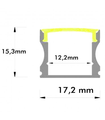 Perfil de aluminio BLANCO superficie 17x15x2000mm con difusor opal