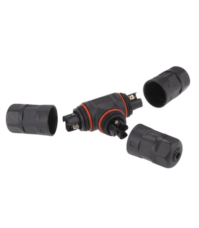 Conector estanco "T" IP68 3 hilos para luminarias de exterior
