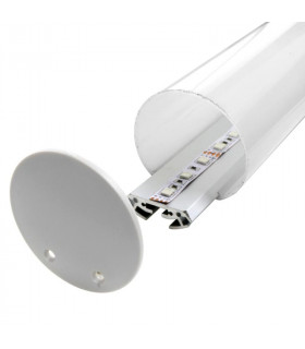 Perfil de aluminio tubular Ø30mm con difusor opal - 2 metros