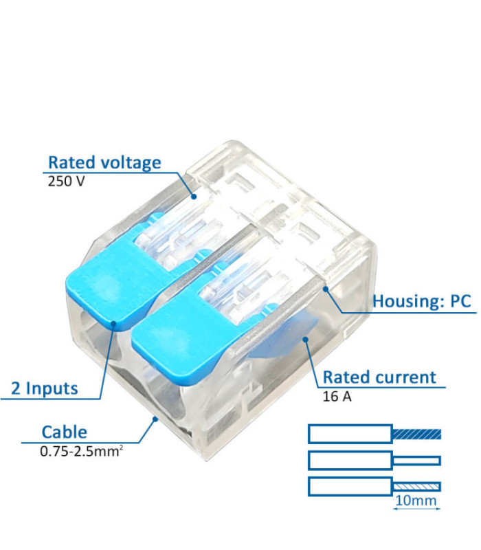 Conector rápido 2 entradas mismo polo IP20