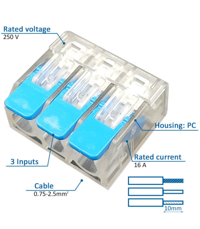 Conector rápido 3 entradas mismo polo IP20