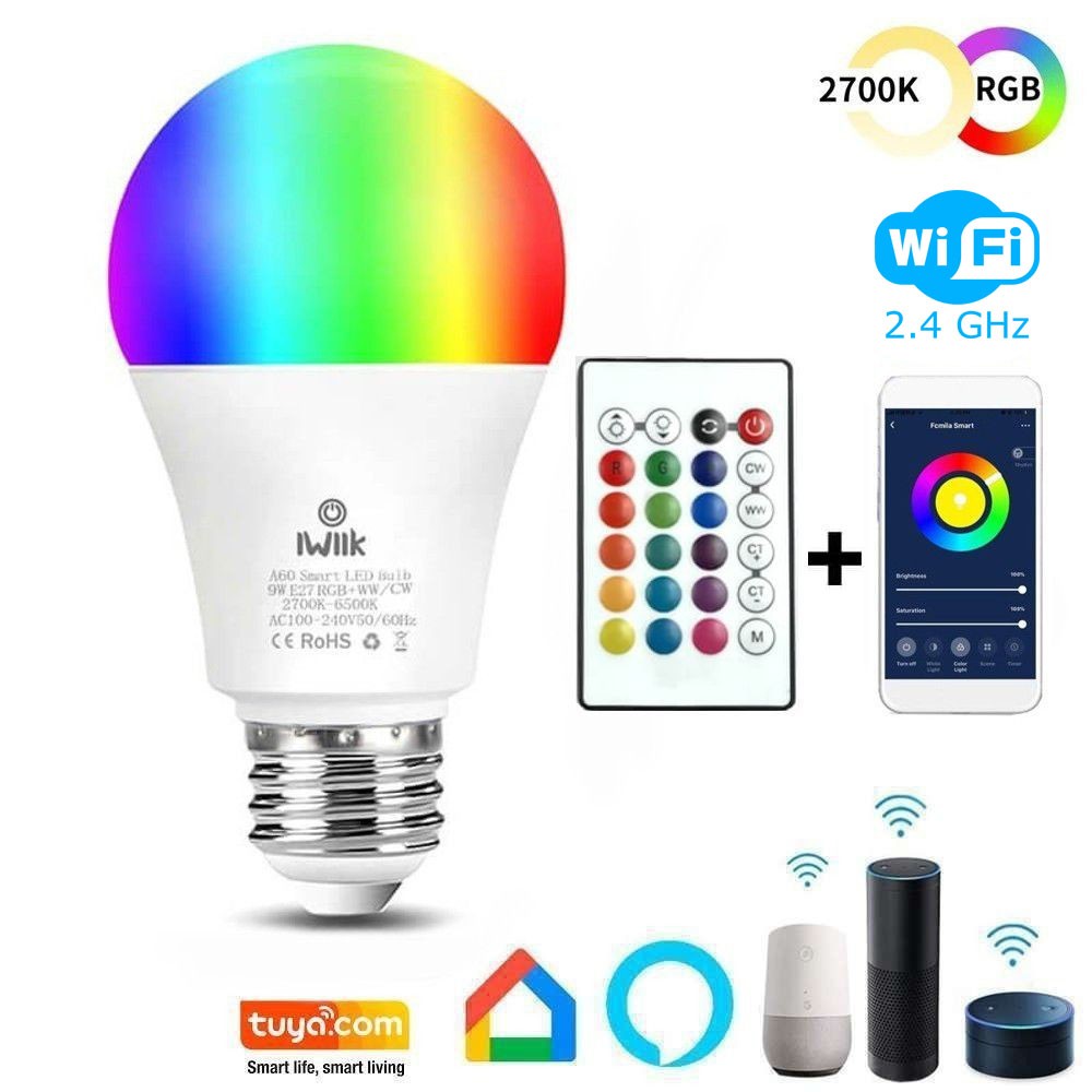 Tuya-bombilla inteligente E27, bombilla LED regulable con WiFi/Bluetooth,  RGBCW, 100-240V, Control por aplicación Smart Life, compatible con Alexa y  Google Home - AliExpress