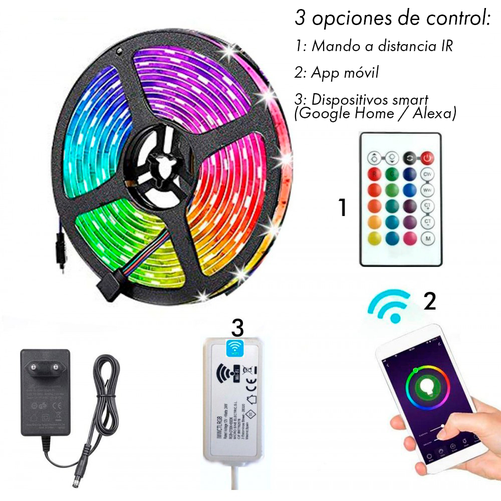 Pack Tira LED ASPEN 12V 24W Smart WIFI RGB+CCT dimable SMD5050